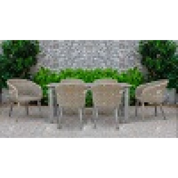 2017 Hot Trendy Poly PE Rattan Dining Set Table Outdoor Garden Furniture